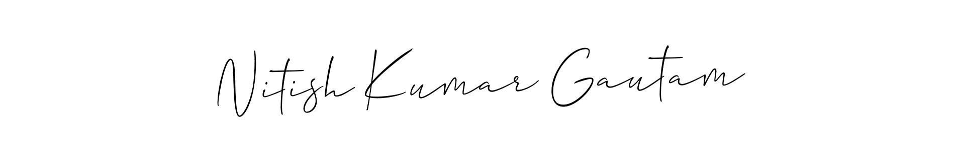 if you are searching for the best signature style for your name Nitish Kumar Gautam. so please give up your signature search. here we have designed multiple signature styles  using Allison_Script. Nitish Kumar Gautam signature style 2 images and pictures png