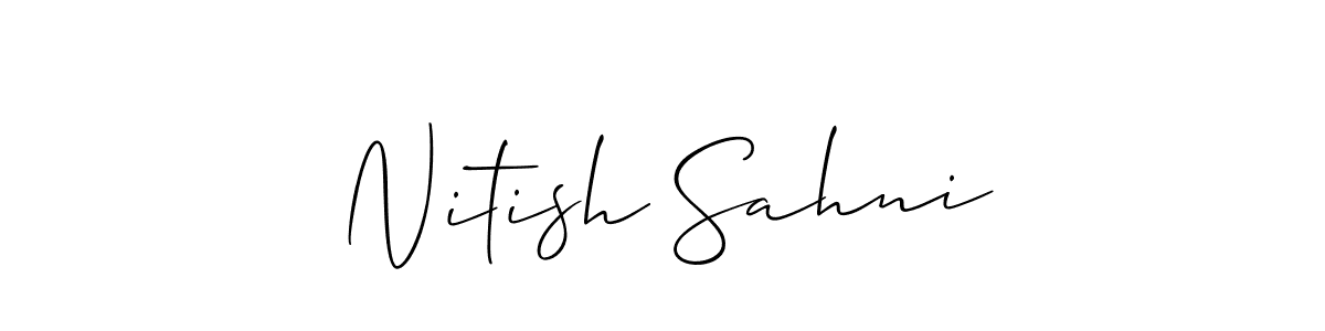 Allison_Script is a professional signature style that is perfect for those who want to add a touch of class to their signature. It is also a great choice for those who want to make their signature more unique. Get Nitish Sahni name to fancy signature for free. Nitish Sahni signature style 2 images and pictures png