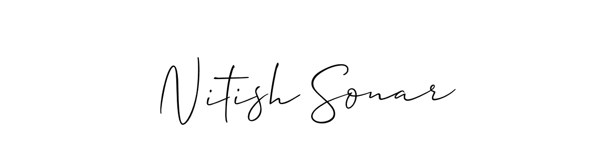 Similarly Allison_Script is the best handwritten signature design. Signature creator online .You can use it as an online autograph creator for name Nitish Sonar. Nitish Sonar signature style 2 images and pictures png