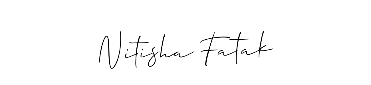 Allison_Script is a professional signature style that is perfect for those who want to add a touch of class to their signature. It is also a great choice for those who want to make their signature more unique. Get Nitisha Fatak name to fancy signature for free. Nitisha Fatak signature style 2 images and pictures png