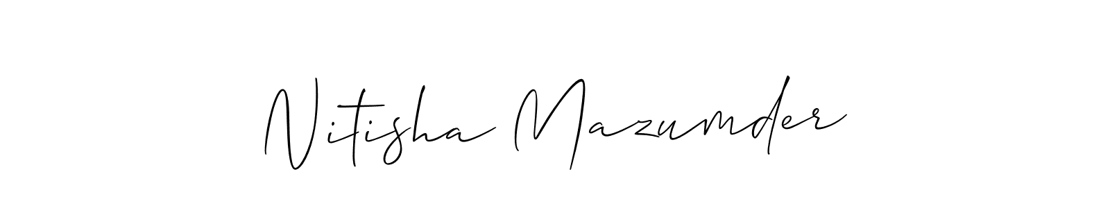 Allison_Script is a professional signature style that is perfect for those who want to add a touch of class to their signature. It is also a great choice for those who want to make their signature more unique. Get Nitisha Mazumder name to fancy signature for free. Nitisha Mazumder signature style 2 images and pictures png