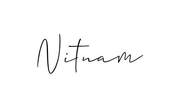 Similarly Allison_Script is the best handwritten signature design. Signature creator online .You can use it as an online autograph creator for name Nitnam. Nitnam signature style 2 images and pictures png