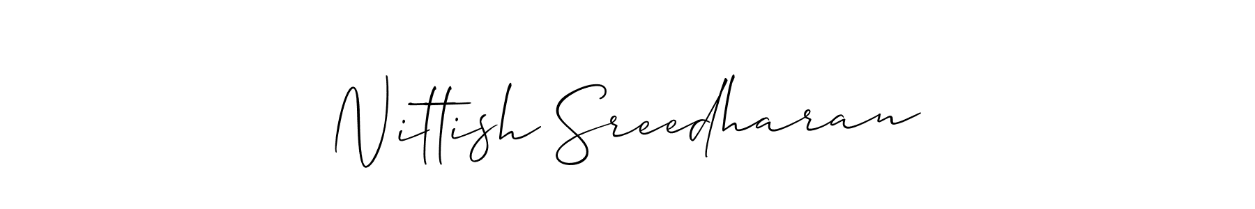 if you are searching for the best signature style for your name Nittish Sreedharan. so please give up your signature search. here we have designed multiple signature styles  using Allison_Script. Nittish Sreedharan signature style 2 images and pictures png