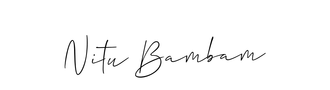 Make a short Nitu Bambam signature style. Manage your documents anywhere anytime using Allison_Script. Create and add eSignatures, submit forms, share and send files easily. Nitu Bambam signature style 2 images and pictures png