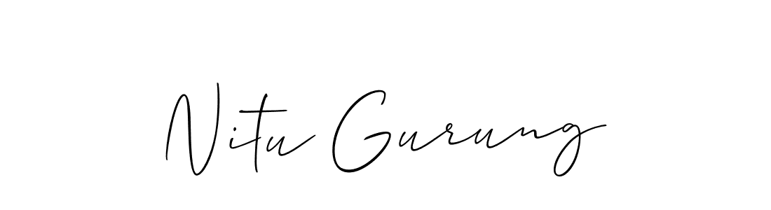 The best way (Allison_Script) to make a short signature is to pick only two or three words in your name. The name Nitu Gurung include a total of six letters. For converting this name. Nitu Gurung signature style 2 images and pictures png