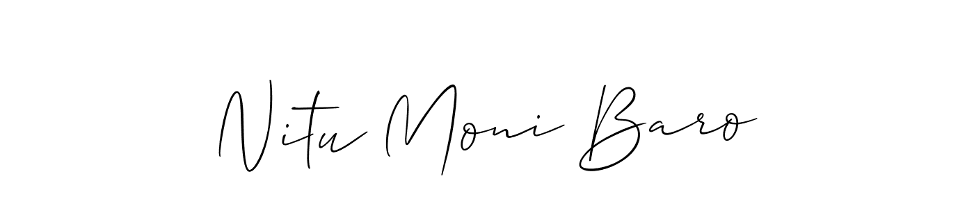 Make a short Nitu Moni Baro signature style. Manage your documents anywhere anytime using Allison_Script. Create and add eSignatures, submit forms, share and send files easily. Nitu Moni Baro signature style 2 images and pictures png