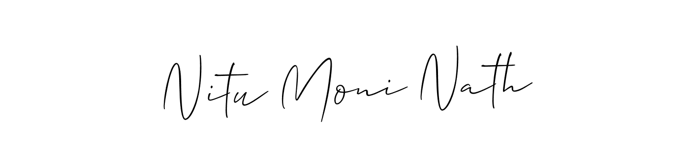 Allison_Script is a professional signature style that is perfect for those who want to add a touch of class to their signature. It is also a great choice for those who want to make their signature more unique. Get Nitu Moni Nath name to fancy signature for free. Nitu Moni Nath signature style 2 images and pictures png