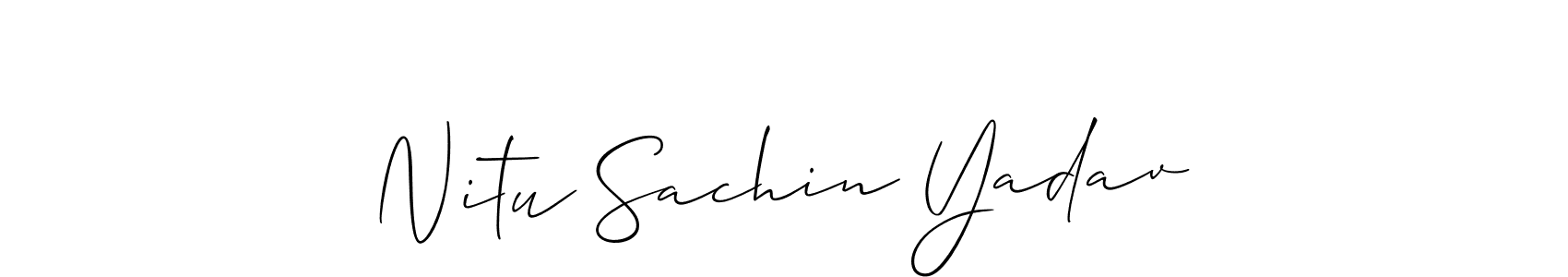 This is the best signature style for the Nitu Sachin Yadav name. Also you like these signature font (Allison_Script). Mix name signature. Nitu Sachin Yadav signature style 2 images and pictures png