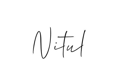 Use a signature maker to create a handwritten signature online. With this signature software, you can design (Allison_Script) your own signature for name Nitul. Nitul signature style 2 images and pictures png