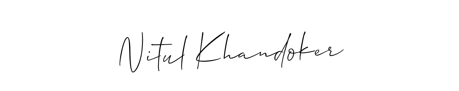 Make a short Nitul Khandoker signature style. Manage your documents anywhere anytime using Allison_Script. Create and add eSignatures, submit forms, share and send files easily. Nitul Khandoker signature style 2 images and pictures png