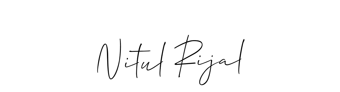 This is the best signature style for the Nitul Rijal name. Also you like these signature font (Allison_Script). Mix name signature. Nitul Rijal signature style 2 images and pictures png