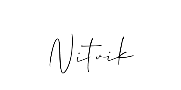 Similarly Allison_Script is the best handwritten signature design. Signature creator online .You can use it as an online autograph creator for name Nitvik. Nitvik signature style 2 images and pictures png