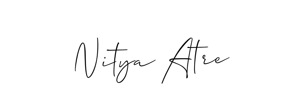 Similarly Allison_Script is the best handwritten signature design. Signature creator online .You can use it as an online autograph creator for name Nitya Atre. Nitya Atre signature style 2 images and pictures png