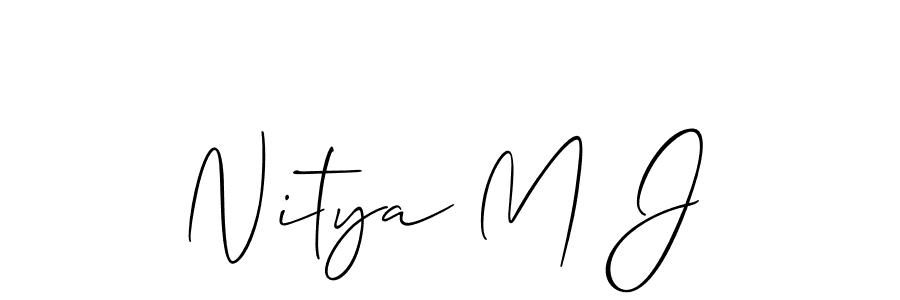 How to make Nitya M J signature? Allison_Script is a professional autograph style. Create handwritten signature for Nitya M J name. Nitya M J signature style 2 images and pictures png