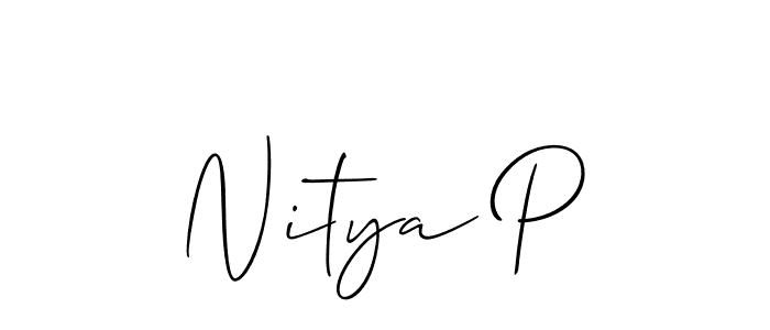 Make a beautiful signature design for name Nitya P. With this signature (Allison_Script) style, you can create a handwritten signature for free. Nitya P signature style 2 images and pictures png
