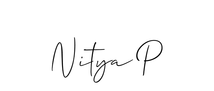 Similarly Allison_Script is the best handwritten signature design. Signature creator online .You can use it as an online autograph creator for name Nitya P. Nitya P signature style 2 images and pictures png