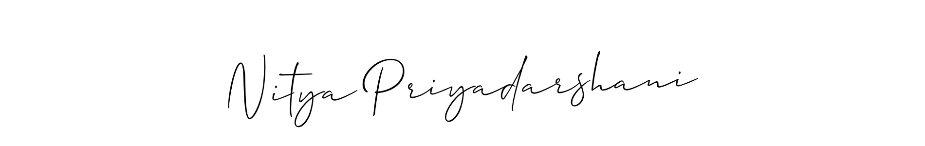 You should practise on your own different ways (Allison_Script) to write your name (Nitya Priyadarshani) in signature. don't let someone else do it for you. Nitya Priyadarshani signature style 2 images and pictures png