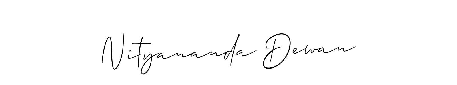 Allison_Script is a professional signature style that is perfect for those who want to add a touch of class to their signature. It is also a great choice for those who want to make their signature more unique. Get Nityananda Dewan name to fancy signature for free. Nityananda Dewan signature style 2 images and pictures png