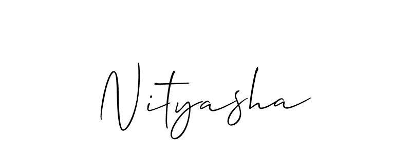 Allison_Script is a professional signature style that is perfect for those who want to add a touch of class to their signature. It is also a great choice for those who want to make their signature more unique. Get Nityasha name to fancy signature for free. Nityasha signature style 2 images and pictures png