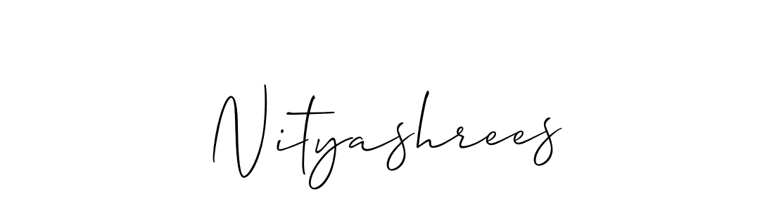 It looks lik you need a new signature style for name Nityashrees. Design unique handwritten (Allison_Script) signature with our free signature maker in just a few clicks. Nityashrees signature style 2 images and pictures png