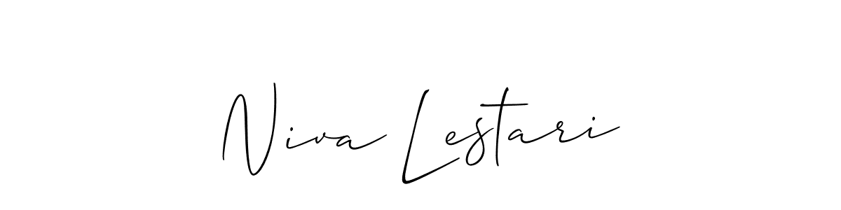 Similarly Allison_Script is the best handwritten signature design. Signature creator online .You can use it as an online autograph creator for name Niva Lestari. Niva Lestari signature style 2 images and pictures png