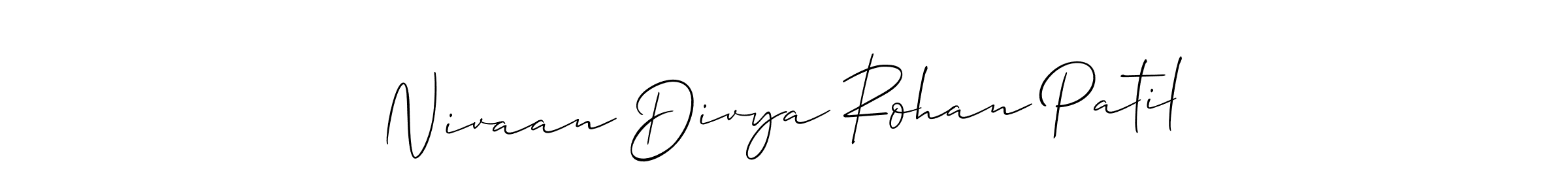 Make a beautiful signature design for name Nivaan Divya Rohan Patil. With this signature (Allison_Script) style, you can create a handwritten signature for free. Nivaan Divya Rohan Patil signature style 2 images and pictures png