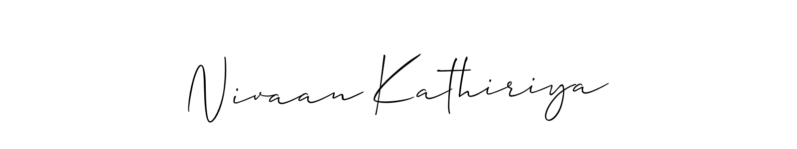 Use a signature maker to create a handwritten signature online. With this signature software, you can design (Allison_Script) your own signature for name Nivaan Kathiriya. Nivaan Kathiriya signature style 2 images and pictures png