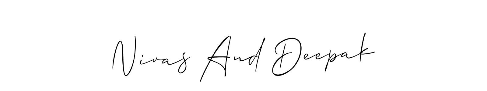 Allison_Script is a professional signature style that is perfect for those who want to add a touch of class to their signature. It is also a great choice for those who want to make their signature more unique. Get Nivas And Deepak name to fancy signature for free. Nivas And Deepak signature style 2 images and pictures png