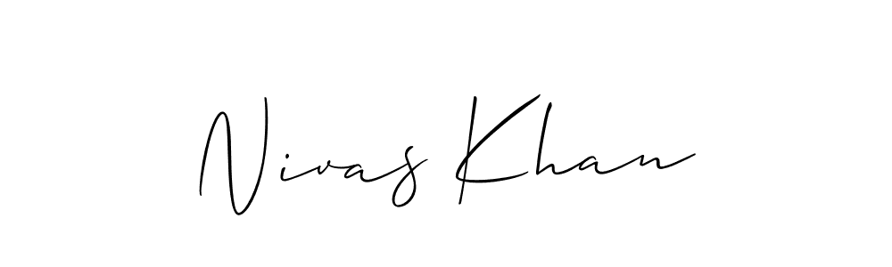 The best way (Allison_Script) to make a short signature is to pick only two or three words in your name. The name Nivas Khan include a total of six letters. For converting this name. Nivas Khan signature style 2 images and pictures png