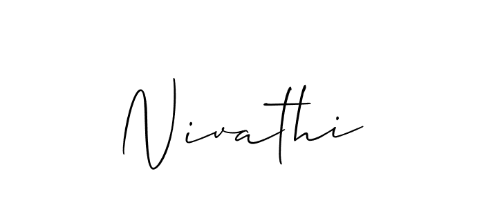 Similarly Allison_Script is the best handwritten signature design. Signature creator online .You can use it as an online autograph creator for name Nivathi. Nivathi signature style 2 images and pictures png