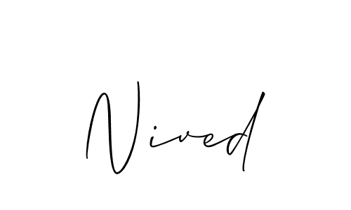 Design your own signature with our free online signature maker. With this signature software, you can create a handwritten (Allison_Script) signature for name Nived. Nived signature style 2 images and pictures png