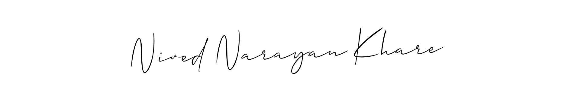 Similarly Allison_Script is the best handwritten signature design. Signature creator online .You can use it as an online autograph creator for name Nived Narayan Khare. Nived Narayan Khare signature style 2 images and pictures png