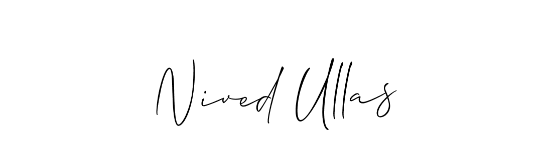 Similarly Allison_Script is the best handwritten signature design. Signature creator online .You can use it as an online autograph creator for name Nived Ullas. Nived Ullas signature style 2 images and pictures png