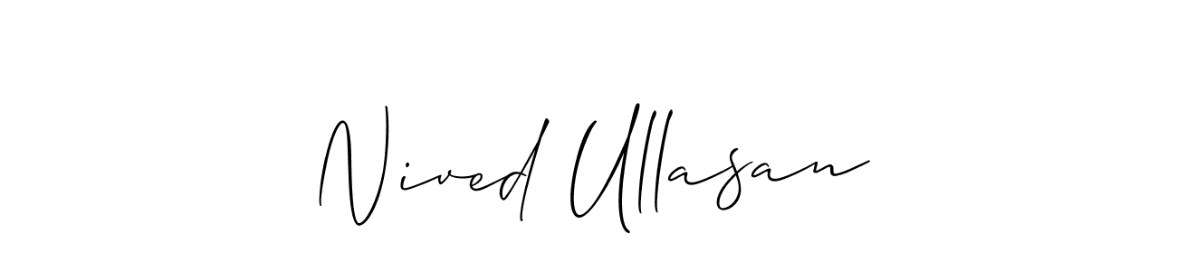How to make Nived Ullasan signature? Allison_Script is a professional autograph style. Create handwritten signature for Nived Ullasan name. Nived Ullasan signature style 2 images and pictures png