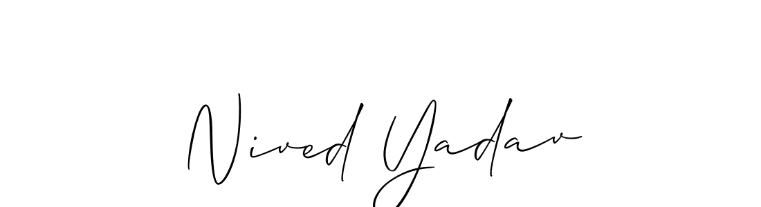 You should practise on your own different ways (Allison_Script) to write your name (Nived Yadav) in signature. don't let someone else do it for you. Nived Yadav signature style 2 images and pictures png