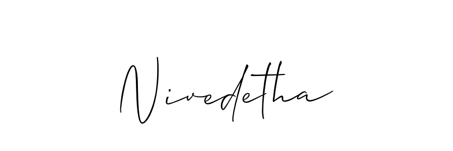 Allison_Script is a professional signature style that is perfect for those who want to add a touch of class to their signature. It is also a great choice for those who want to make their signature more unique. Get Nivedetha name to fancy signature for free. Nivedetha signature style 2 images and pictures png