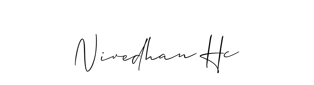 Use a signature maker to create a handwritten signature online. With this signature software, you can design (Allison_Script) your own signature for name Nivedhan Hc. Nivedhan Hc signature style 2 images and pictures png