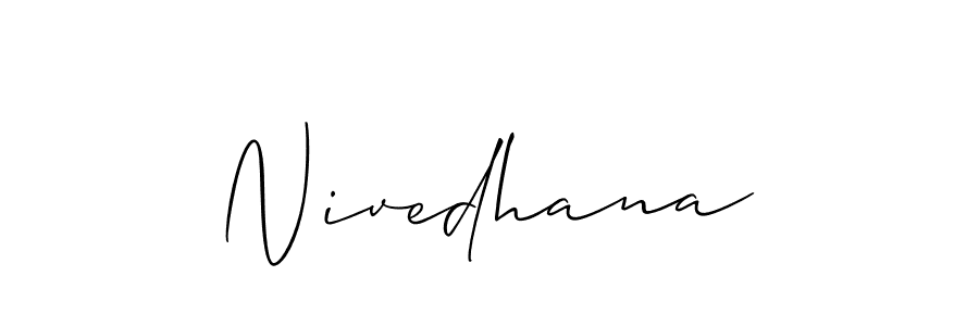 Create a beautiful signature design for name Nivedhana. With this signature (Allison_Script) fonts, you can make a handwritten signature for free. Nivedhana signature style 2 images and pictures png