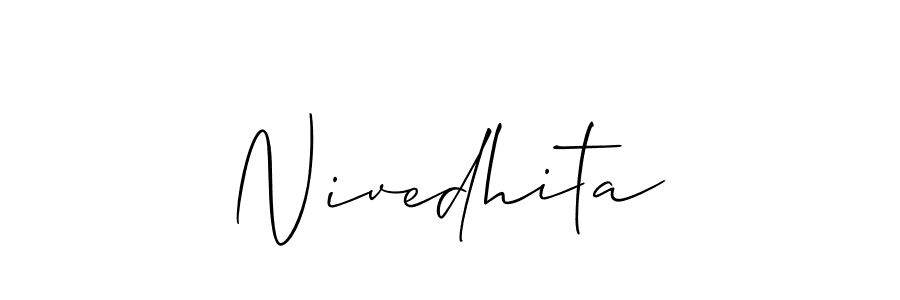 Use a signature maker to create a handwritten signature online. With this signature software, you can design (Allison_Script) your own signature for name Nivedhita. Nivedhita signature style 2 images and pictures png