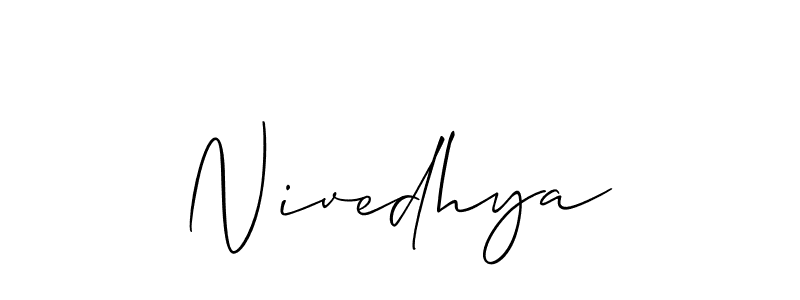 Use a signature maker to create a handwritten signature online. With this signature software, you can design (Allison_Script) your own signature for name Nivedhya. Nivedhya signature style 2 images and pictures png