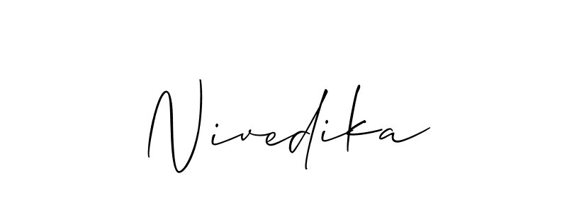 Also we have Nivedika name is the best signature style. Create professional handwritten signature collection using Allison_Script autograph style. Nivedika signature style 2 images and pictures png
