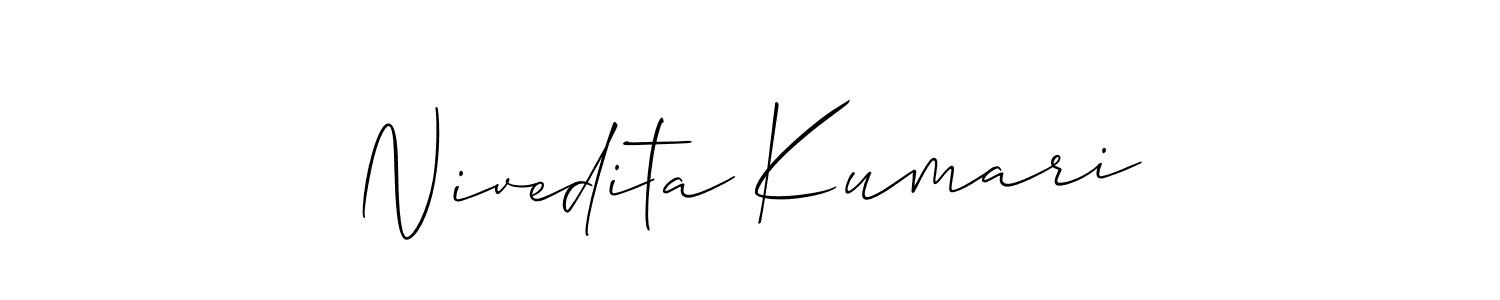 This is the best signature style for the Nivedita Kumari name. Also you like these signature font (Allison_Script). Mix name signature. Nivedita Kumari signature style 2 images and pictures png