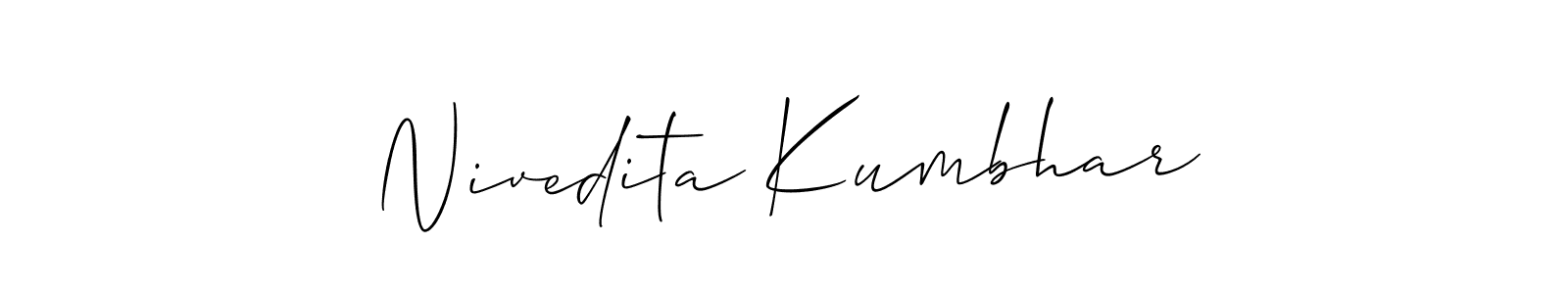 Also You can easily find your signature by using the search form. We will create Nivedita Kumbhar name handwritten signature images for you free of cost using Allison_Script sign style. Nivedita Kumbhar signature style 2 images and pictures png
