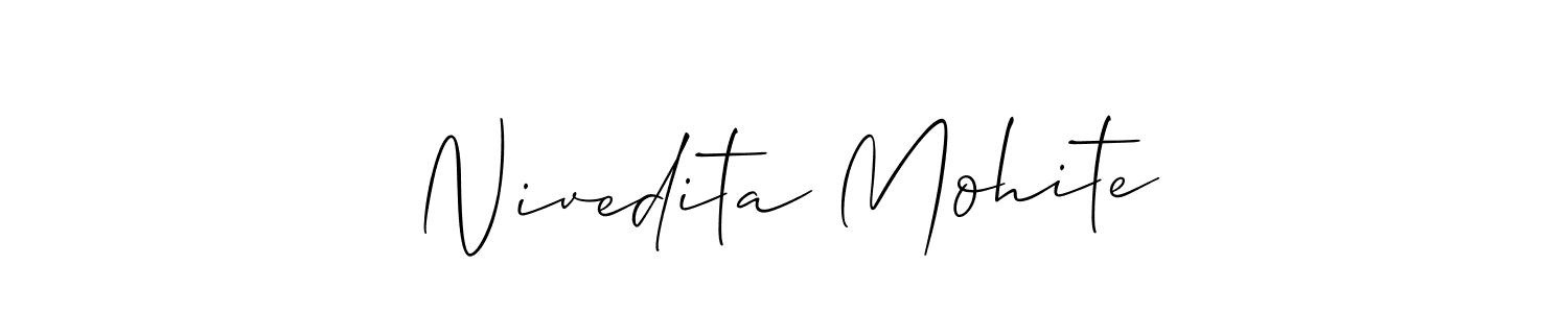 This is the best signature style for the Nivedita Mohite name. Also you like these signature font (Allison_Script). Mix name signature. Nivedita Mohite signature style 2 images and pictures png