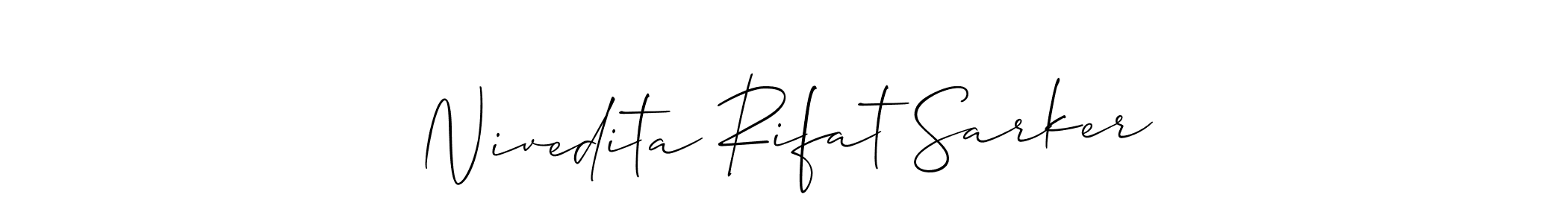 Create a beautiful signature design for name Nivedita Rifat Sarker. With this signature (Allison_Script) fonts, you can make a handwritten signature for free. Nivedita Rifat Sarker signature style 2 images and pictures png