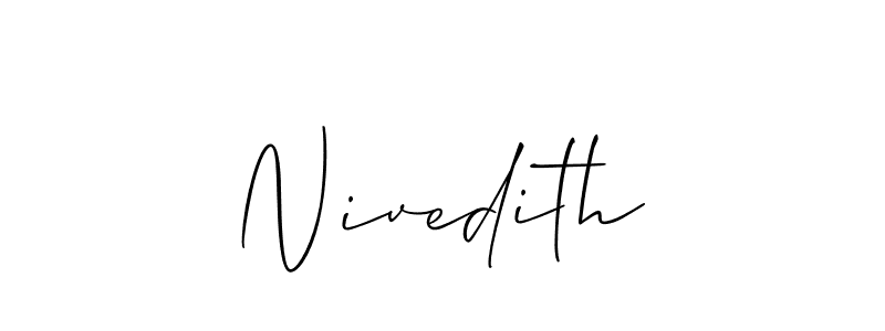 The best way (Allison_Script) to make a short signature is to pick only two or three words in your name. The name Nivedith include a total of six letters. For converting this name. Nivedith signature style 2 images and pictures png