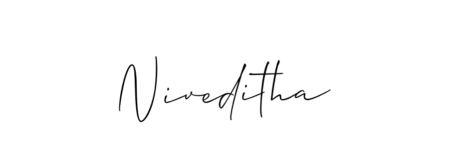 How to make Niveditha name signature. Use Allison_Script style for creating short signs online. This is the latest handwritten sign. Niveditha signature style 2 images and pictures png