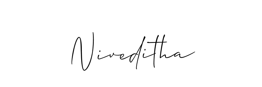 Also You can easily find your signature by using the search form. We will create Niveditha name handwritten signature images for you free of cost using Allison_Script sign style. Niveditha signature style 2 images and pictures png