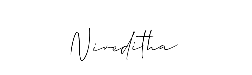 You should practise on your own different ways (Allison_Script) to write your name (Niveditha ) in signature. don't let someone else do it for you. Niveditha  signature style 2 images and pictures png