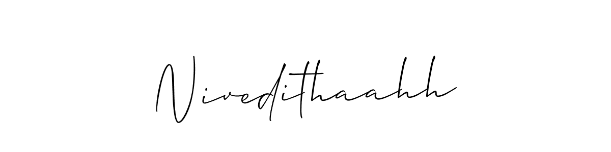 Nivedithaahh stylish signature style. Best Handwritten Sign (Allison_Script) for my name. Handwritten Signature Collection Ideas for my name Nivedithaahh. Nivedithaahh signature style 2 images and pictures png